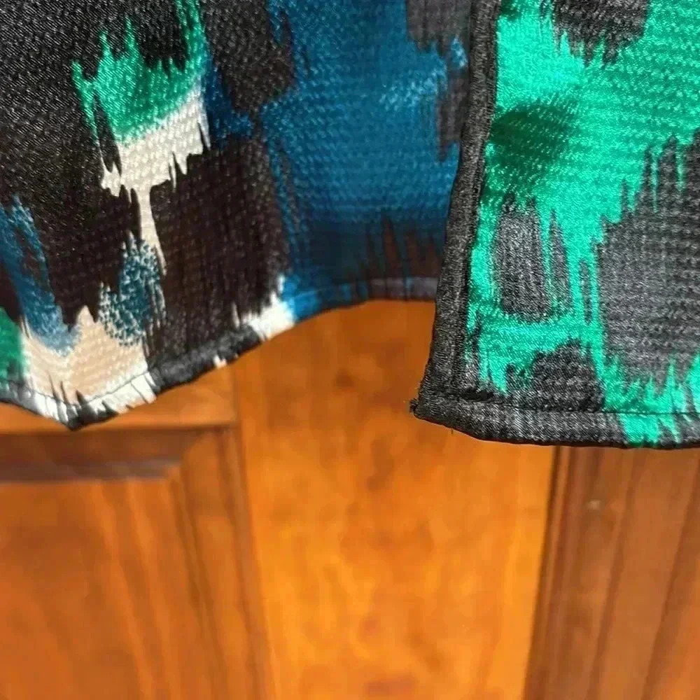 Maggie Barnes W/Black Shell Front Patterned W/Green Black White Teal Design 3X - Picture 4 of 7